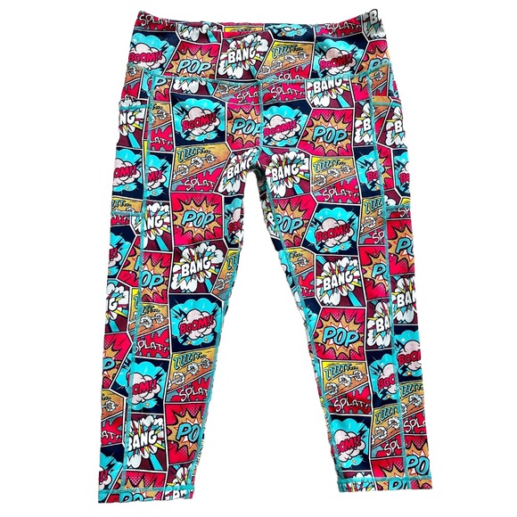 Constantly Varied Gear Pants - CONSTANTLY VARIED GEAR COMIC STRIP CROPPED LEGGINGS SIZE XXL ART TO WEAR CVG